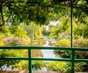 A pond view at Claude Monet's Garden in Giverny, France.