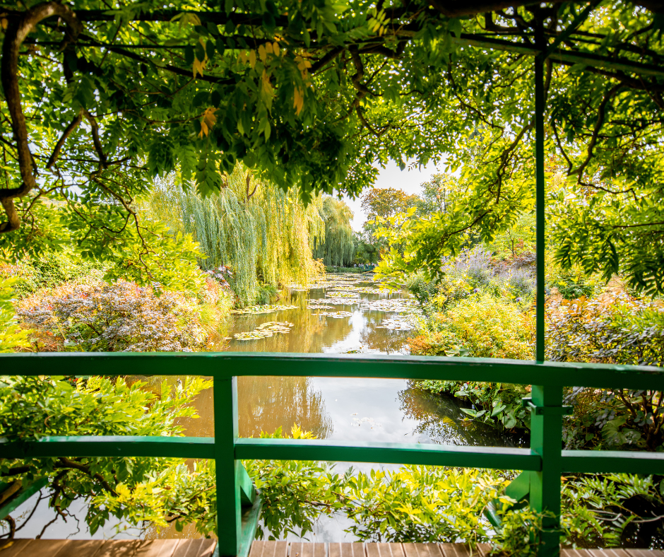 A pond view at Claude Monet's Garden in Giverny, France.