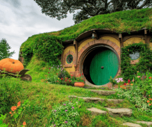 The Hobbiton Movie Set Gardens in New Zealand.