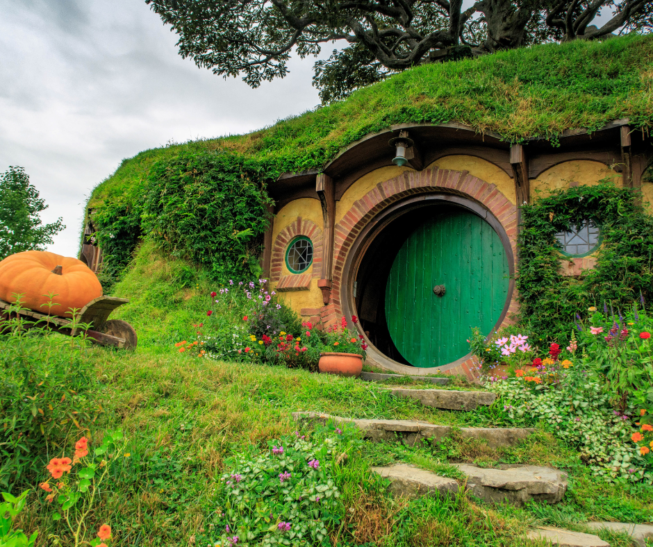 The Hobbiton Movie Set Gardens in New Zealand.