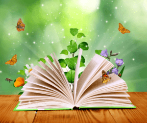 The joy of gardening exploding from a book.
