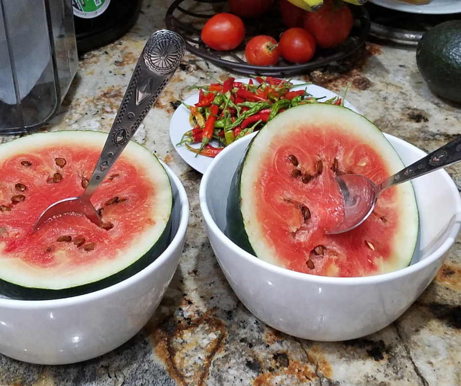 A tasty tiny bowl sized watermelon