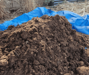 Large mound of  DIY potting mix ingredients before mixing.