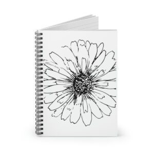 Black Flower Spiral Notebook - Ruled Line | Calendula's Garden