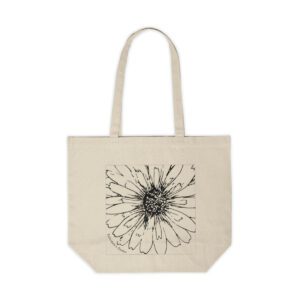 Large Calendula Flower Canvas Shopping Tote | 100% Natural Cotton Canvas Project Bag