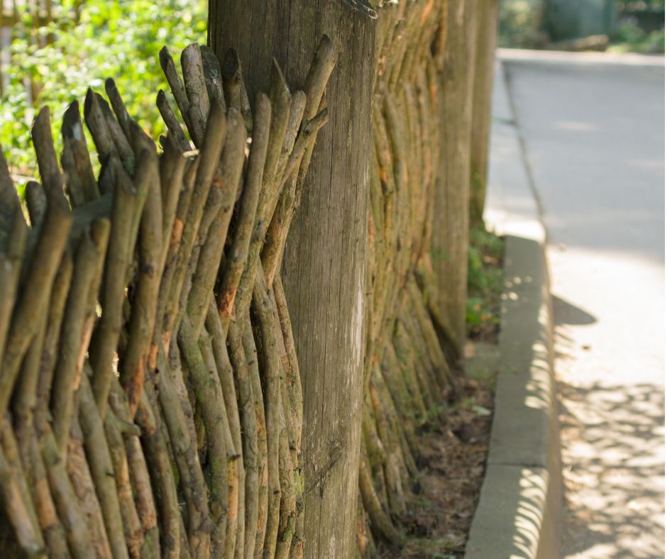 A modern woven wattle fence.