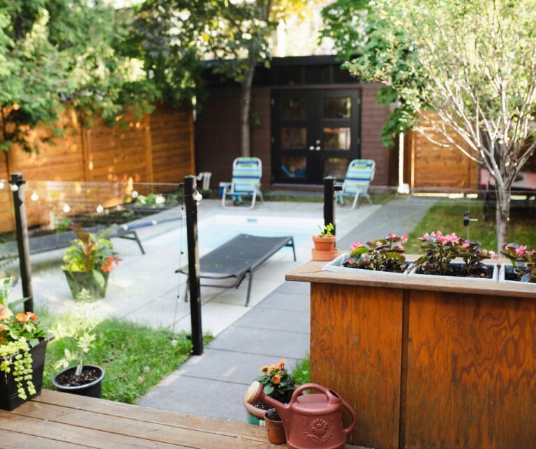 A calm private enclosed patio.
