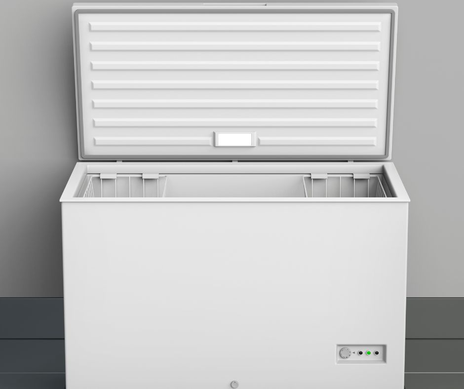 An empty deep freezer ready for a deep cleaning.