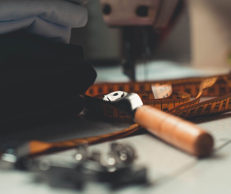 A sewing machine and tools.