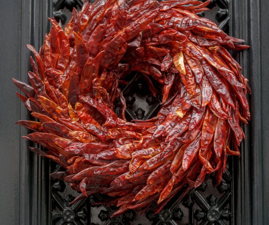A fall door made of red dried chilies.