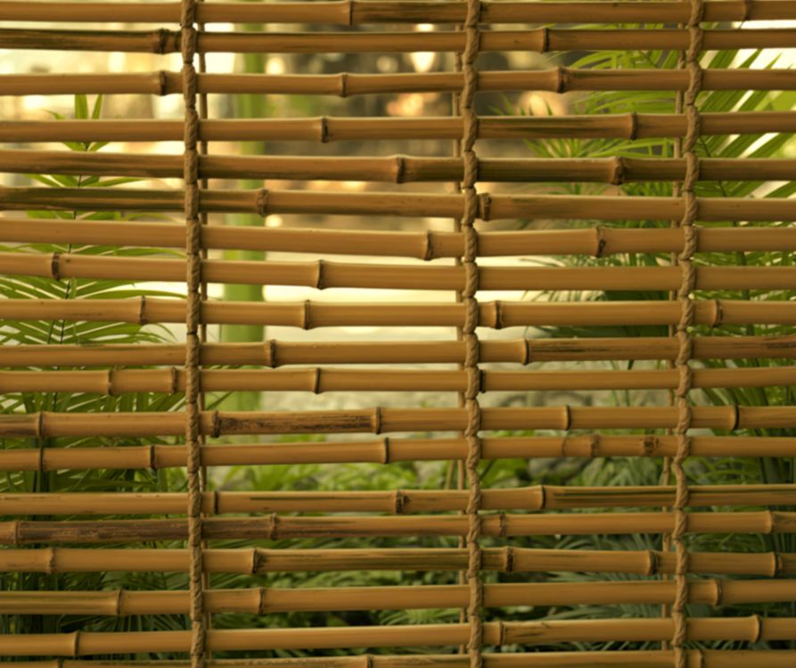 A privacy panel made of bamboo.
