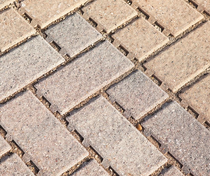Pervious pavers in a backyard path.