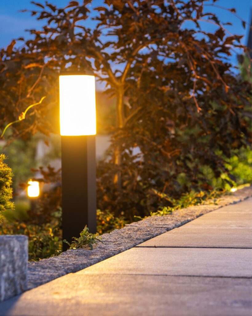 Bollard light along front walkway.